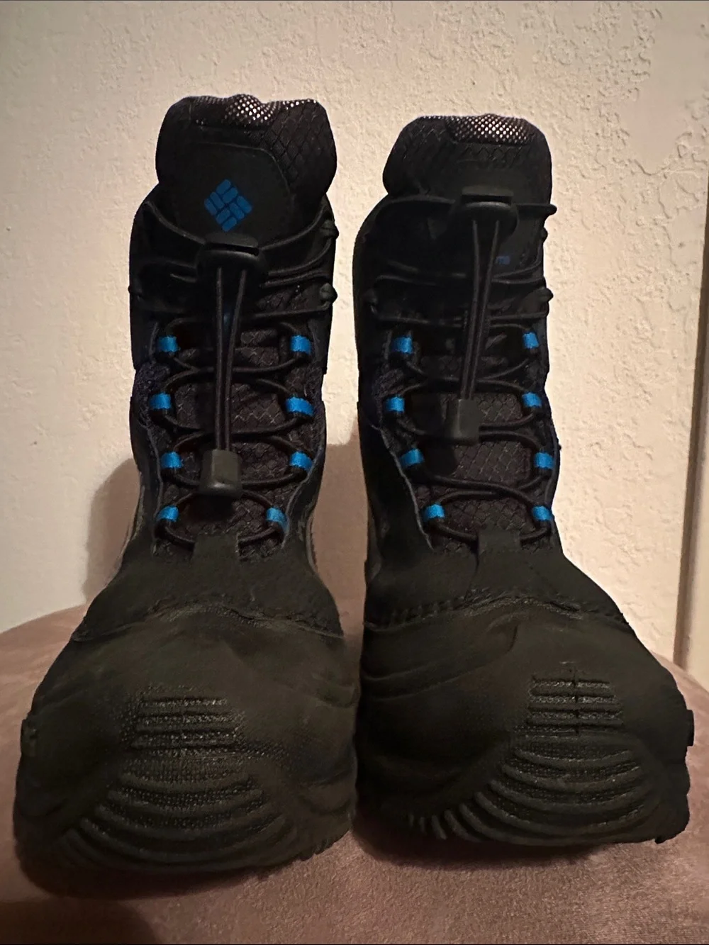 Columbia Kids Black Winter Boots with Blue Accents